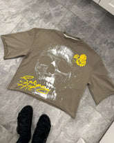 Hearujoy High Street Y2k Tops Sage Green Oversized Cropped Oversized Graphic t shirts Cotton Loose Style Couples Gothic Printed T shirt